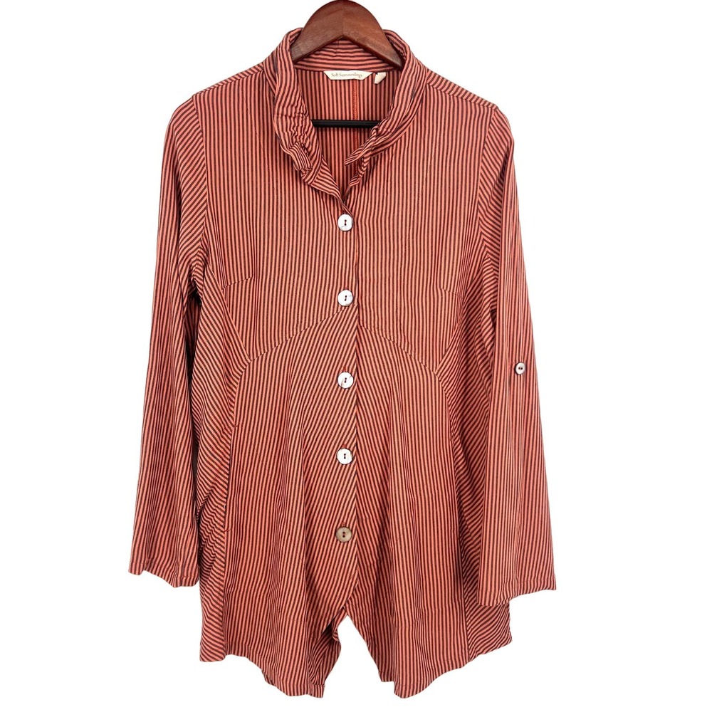 Soft Surroundings Womens Size Large Long Sleeve Tunic Mauve Blouse Shirt